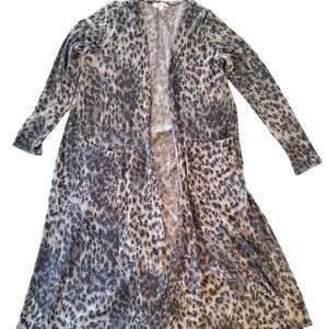Lularoe Sarah Snow Leopard Lightweight Sweater | Cardigan - Women's Size Small